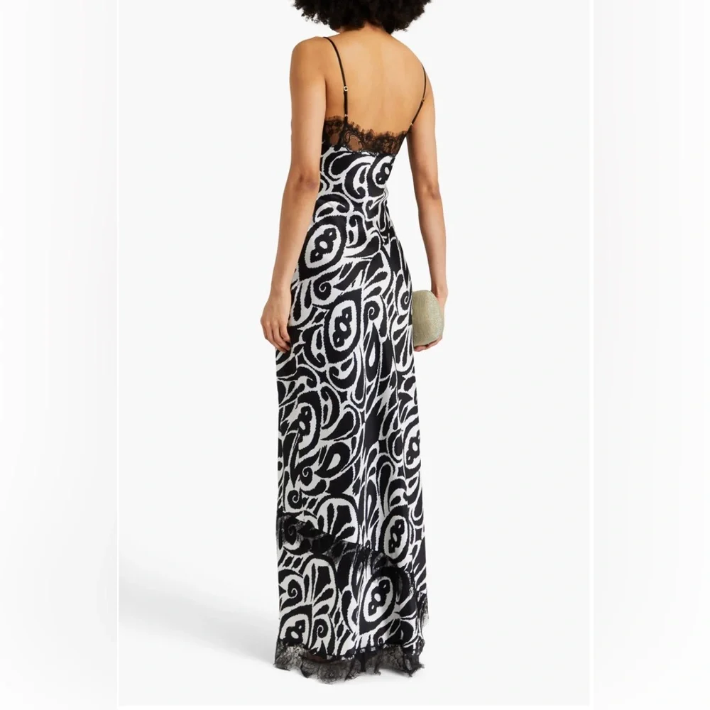 NICHOLAS Sage lace-trimmed printed satin maxi dress - Picture 4 of 11